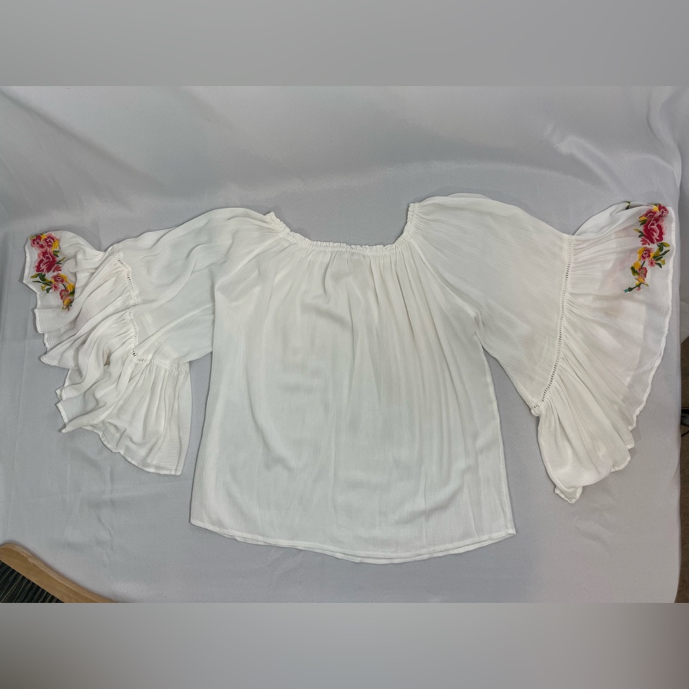 Johnny Was Casey Embroidered Tunic Top Medium Flowy Boho Gauzy - Picture 4 of 8
